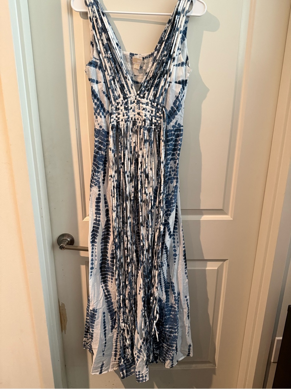 Michael Kors Blue and White Tie-Dye Maxi Dress